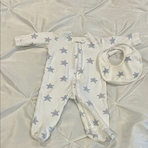 Cozy White and Blue Star Footie for Kids
